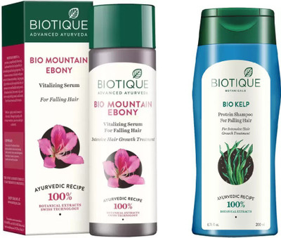 BIOTIQUE BIO Bio Mountain Ebony Serum, Bio Kelp Protein Shampoo(Set of 2)