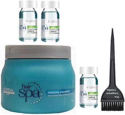 

Pro longwear combo Hair Brush, L'oreal vitalizing Creambath Hair Spa With Hydrating Concentrate Bottle Set of 3(Set of 5)