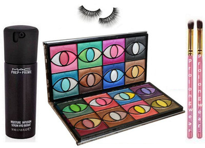 

Pro longwear combo Eyelashes& Prep + Prime Moisture Infusion Serum Hydratant 50ml,Makeup Brush and Eyeshadow Clutch Palette(Set of 5)