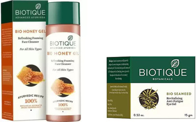 

BIOTIQUE BIO Bio Honey Gel Refreshing Foaming Face Cleanser For All Skin Types, Bio Sea Weed Revitalizing Eye Gel(Set of 2)