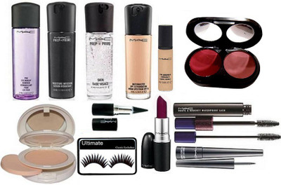 

Ultimate Eyelashes & Mac Eye Makeup Remover With Prep+Prime Skin base Visage Primer & Moisture Infusion Face Serum With Match master SPF 15 Foundation With Lightful Two Way Mirror Compact & Two Shade Blusher With Black Stick Kajal & Eyeliner,mascara With 