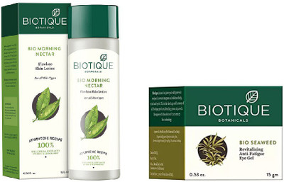 

BIOTIQUE BIO Bio Morning Nectar Flawless Skin Lotion For All Skin Types, Bio Sea Weed Revitalizing Eye Gel(Set of 2)