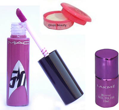 

divas beauty Nail polish Remover& Mac Star Trek Lipgloss,Mirror Nail Paint(Set of 3)
