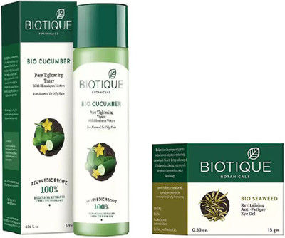 

BIOTIQUE BIO Bio Cucumber Pore Tightening Toner, Bio Sea Weed Revitalizing Eye Gel(Set of 2)