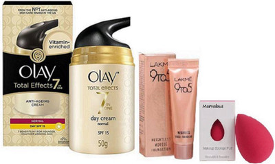 

Marvalous sponge puff , total effects 7 in 1 anti ageing day cream with weightless mousse foundation(Set of 3)