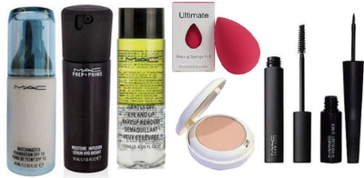 

Ultimate Sponge Puff & Mac Zoom Lash Volume Mascara & Liquid Last Eyeliner, Gently Make Up Remover, Moisture Infusion Serum Hydratant, Match Master Foundation & Lightful Two Way Mirror Compact(Set of 7)