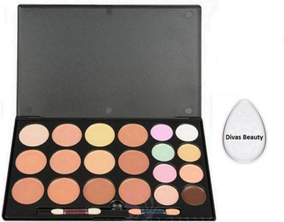 

divas beauty Silicone Puff, Mac 20 Shades Concealer Palette(Set of 2)