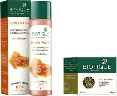 

BIOTIQUE BIO Bio Honey Water Clarifying Toner, Bio Sea Weed Revitalizing Eye Gel(Set of 2)