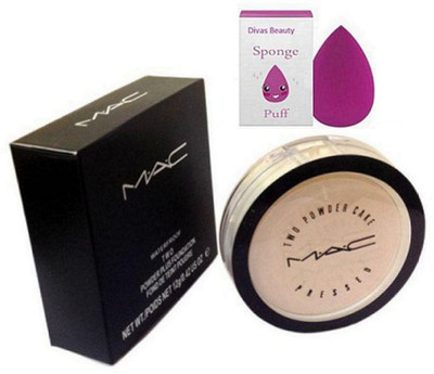 

divas beauty Sponge Puff With Mac Waterproof Finishing Powder 1 two powder plus foundation Face 12 gm(Set of 2)