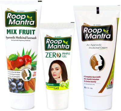 

Roop Mantra Skin Care Combo (Mix Fruit Face Wash 115ml + Zero Pimple Gel 15gm + Face Cream 60gm)(Set of 3)