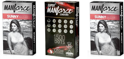 Manforce SUNNY EDITIONS,LITCHI 30s Combo Pack and 4 tab (100mg) with every order Condom(Set of 3, 30S)