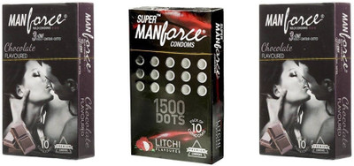 Manforce CHOCLATE,LITCHI Combo Pack and 4 tab (100mg) with every order Condom(Set of 3, 30S)