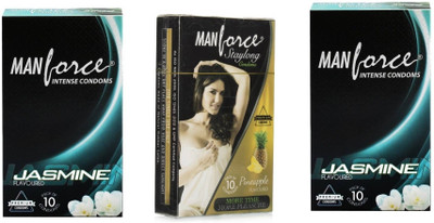 

Manforce JASMINE,PINEAPPLE 30s Combo Pack and 4 tab (100mg) with every order Condom(Set of 3, 30S)