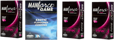Manforce PINK BUBBLEGUM,GAME 40s Combo Pack and 4 tab (100mg) with every order Condom(Set of 4, 40S)