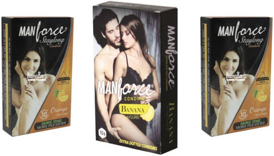 Manforce ORANGE,BANANA 30s Combo Pack and 4 tab (100mg) with every order Condom(Set of 3, 30S)