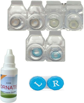 

ORNATE 3 Pair ( Grey, Green, Blue ) Zero Power Monthly Contact Lens Monthly Contact Lens(0, Multicolor, Pack of 3)