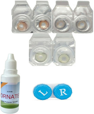 

ORNATE 3 Pair ( Brown, Green, Grey ) Zero Power Monthly Contact Lens Monthly Contact Lens(0, Multicolor, Pack of 3)
