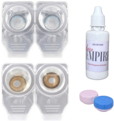 

Choice Empire 2 Pair Zero Power Monthly Contact Lens With Solution - Blue-Hazzle Color Lens Monthly Contact Lens(0 dioptres, Blue, Hazzle, Pack of 4)