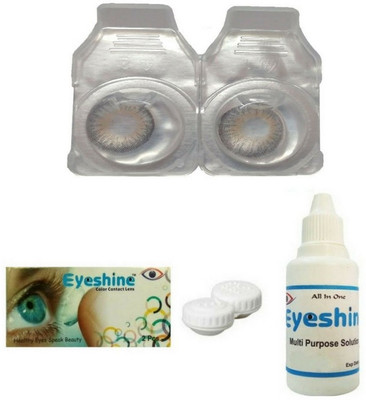 

Eyeshine Grey Colored Contact Lens 1 Pair with case and solution (0 Power) Monthly Contact Lens(0, GREY, Pack of 4)