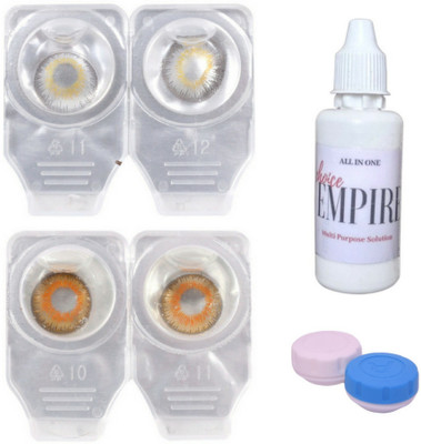 

Choice Empire 2 Pair Zero Power Monthly Contact Lens With Solution - Gark Grey-Honey Color Lens Monthly Contact Lens(0 dioptres, Dark Grey, Honey, Pack of 4)