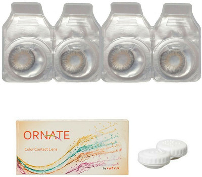 

ORNATE Grey Colored Contact Lens 2 Pair with case (0 Power) Monthly Contact Lens(0, Grey, Pack of 3)