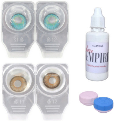 

Choice Empire 2 Pair Zero Power Monthly Contact Lens With Solution - Aqua-Hazel Color Lens Monthly Contact Lens(0 dioptres, Aqua, Hazzle, Pack of 4)