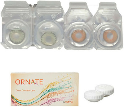 

ORNATE Green & Honey Colored Contact Lens 2 Pair with case (0 Power) Monthly Contact Lens(0, Green, Honey, Pack of 3)