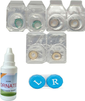 

ORNATE 3 Pair ( Turquoise, Grey, Hazel ) Zero Power Monthly Contact Lens Monthly Contact Lens(0, Multicolor, Pack of 3)