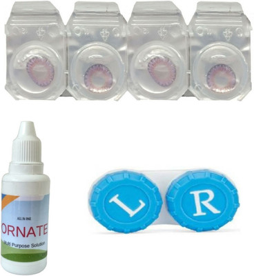 

ORNATE Voilet Colored Contact Lens 2 Pair with case and solution (0 Power) Monthly Contact Lens(0, Voilet,, Pack of 3)