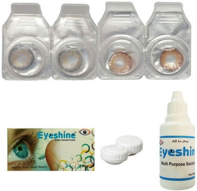 

Eyeshine Grey And Brown Color Contact Lens 2 Pair With Case And Solution(0 Power) Monthly Contact Lens(0, GREY, BROWN, Pack of 4)
