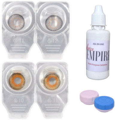 

Choice Empire 2 Pair Zero Power Monthly Contact Lens With Solution - Grey - Honey Color Lens Monthly Contact Lens(0 dioptres, Grey, Honey, Pack of 4)
