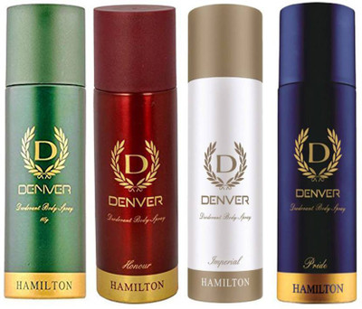 

Denver CALIBER/PRIDE/HAMILTON/HONOUR/IMPREAL Body Spray - For Men(660 ml, Pack of 4)