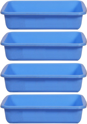 KUBER INDUSTRIES 0 Compartments Plastic Plastic Small Size Fruit/Vegetable/Stationary Tray (Multi) Set of 4 Pcs(Blue)