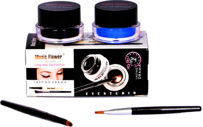 

Music Flower Long Wear Gel Eye Liner(Black,Blue) 3 g(Blue & Black)