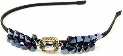 

Fairytale Beautiful Elegant Metallic Black Round Roped Swarovski Crystals Party Wear Hair Band Head band For Girls. Hair Band(Black)