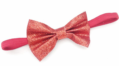 Fairytale SHIMMERY Bow Head Band For Little Girls.AGE 1 TO 14 Head Band, Hair Band(Red)