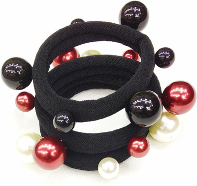 

Fairytale BEADS Studded Ponytail Holder Hair Rubber Band For Girls And Woman's . Size Regular (Set Of 3 Pcs) Rubber Band(Black)
