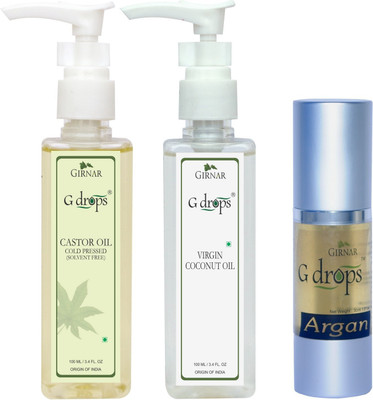 

G Drops Argan,Castor & Virgin Coconut Oil Combo( 30ml + 100ml+100ml) Hair Oil(230 ml)