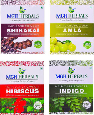 

MGH Herbals Shikakai, Amla, Hibiscus & Indigo Leaf (Pack of 4)(800 g)