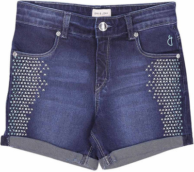 

Gini & Jony Short For Girl's Casual Solid Denim(Blue, Pack of 1, Dx wash(5000)