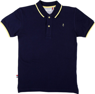 Gini Jony Boys Solid Cotton Blend T ShirtDark Blue Pack of 1