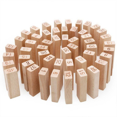 

AZIN 51 Pcs Blocks 3 Dices Wooden Tumbling Stacking Jenga Building Tower Game(Multicolor)