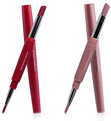 

Glamyou Exclusive Rich Cremy Super Matte 2 in 1 Lipstick + Lipliner Combo For Girl's & Women's : Ruby Lush & Spanish Pink(Multicolor)
