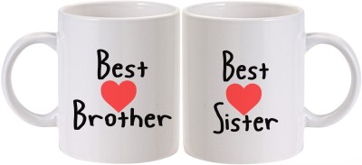 MUGKIN Best Brother & Best Sister Rakshabandhan Special Printed Combo For Brother and Sister, Best Rakhi gift For sister Gift for Brother, Gift for Cousin Ceramic Coffee Mug(350 ml, Pack of 2)