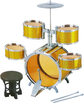 

HALO NATION Jazz Drum Set Big Size Musical Drum Set with 5 Drums, Cymbal and stool - Gold Edition(Multicolor)