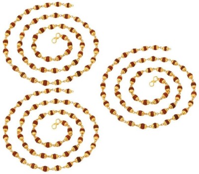 RUDRA DIVINE RUDRAKSHA GOLDEN CAP MALA WITH ORIGINAL 5 FACE RUDRAKSHA COMBO PACK OF 3 | 5mm Rudraksha, RUDRA DIVINE self Certified | Neck Size | wearing Purpose | for Unisex Wood Necklace