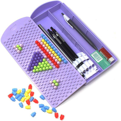 

IndusBay Bead Blocks Blocks Art Plastic Pencil Box(Set of 1, Purple)