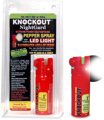 

Knockout NightGard With Built-in LED Light Self Defence Pepper Stream Spray