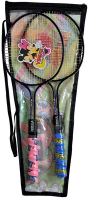 

vipson Double Shaft Rod Light Weight Badminton Racquet set of 2 For Kids 3 To 8 Years Multicolor Strung Badminton Racquet(S3 - Small, 350 g)