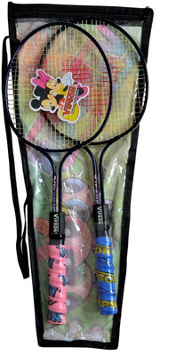 

vipson Double Shaft Rod Light Weight Badminton Racquet set of 2 For Kids 3 To 8 Years Multicolor Strung Badminton Racquet(S3 - Small, 350 g)